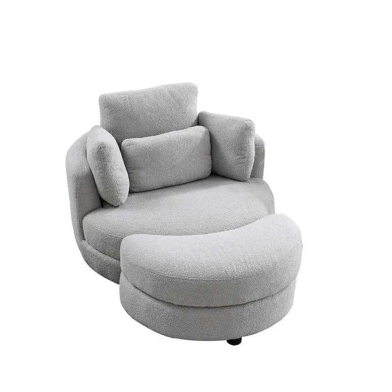 Fauteuil pivotant surdimensionné 39W, pouf de rangement lune, causeuse pivotante circulaire, fauteuils baquets, canapé douillet, chaise longue, 4 oreillers