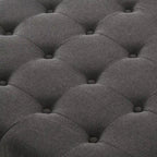 Grand pouf de rangement carré | Capitonnage à boutons | Lin et cuir synthétique | 30x30x18 | 136 kg