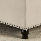 Grand pouf de rangement carré | Capitonnage à boutons | Lin et cuir synthétique | 30x30x18 | 136 kg