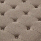 Grand pouf de rangement carré | Capitonnage à boutons | Lin et cuir synthétique | 30x30x18 | 136 kg