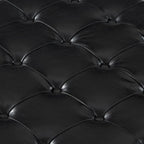 Grand pouf de rangement carré | Capitonnage à boutons | Lin et cuir synthétique | 30x30x18 | 136 kg