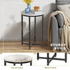 Ensemble de 3 tables basses modernes avec 2 tables d'appoint, plateau en faux marbre, accents métalliques
