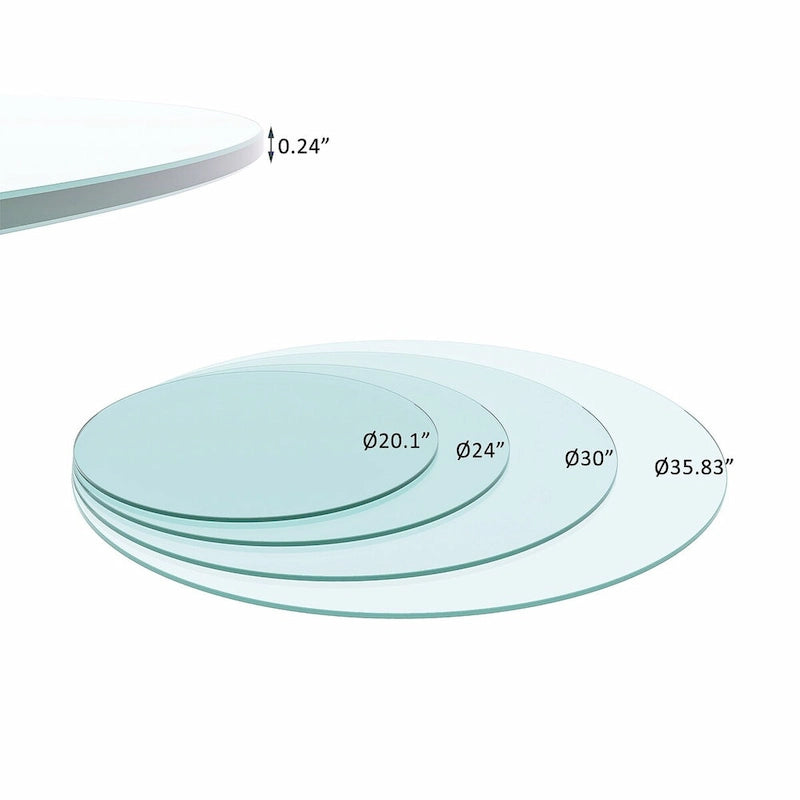 Dessus de table rond en verre trempé de 36 pouces Verre clair de 1/4 pouce d'épaisseur avec bord plat poli