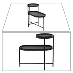 Table d'appoint à deux niveaux au design minimaliste avec patins réglables, Noir