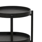 Table d'appoint à deux niveaux au design minimaliste avec patins réglables, Noir