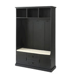 Porte-manteau avec 3 patères, banc d'entrée, banc de rangement, design 3 en 1, 120 cm, pour entrée, couloir (noir)