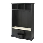 Porte-manteau avec 3 patères, banc d'entrée, banc de rangement, design 3 en 1, 120 cm, pour entrée, couloir (noir)