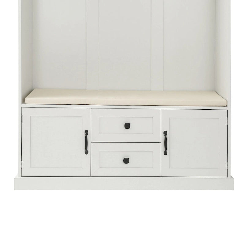 Porte-manteau avec 3 patères, banc d'entrée, banc de rangement, design 3 en 1, 120 cm, pour entrée, couloir (noir)