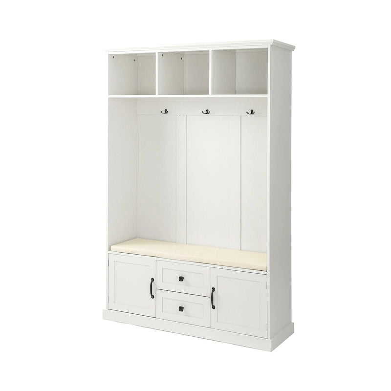 Porte-manteau avec 3 patères, banc d'entrée, banc de rangement, design 3 en 1, 120 cm, pour entrée, couloir (noir)