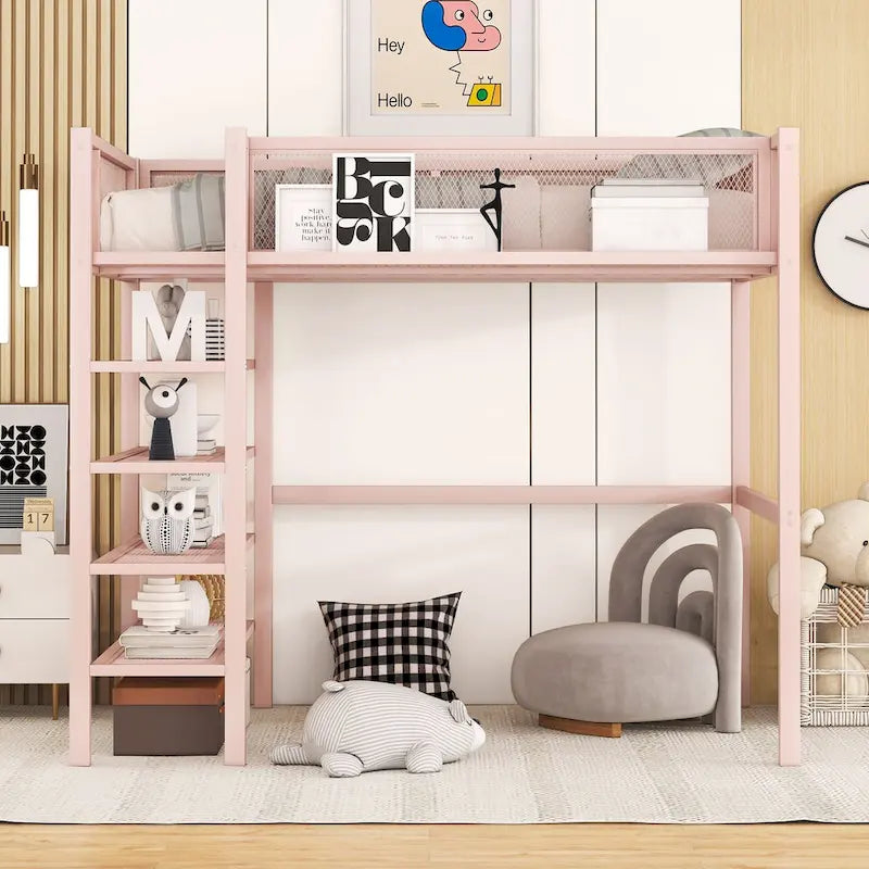 Lit superposé simple en métal avec étagères à 4 niveaux | Capacité de 159 kg | 4 couleurs | Pour enfants et adolescents