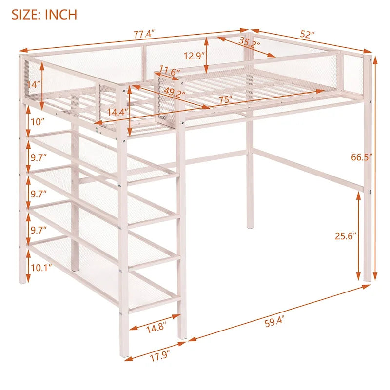 Lit superposé simple en métal avec étagères à 4 niveaux | Capacité de 159 kg | 4 couleurs | Pour enfants et adolescents