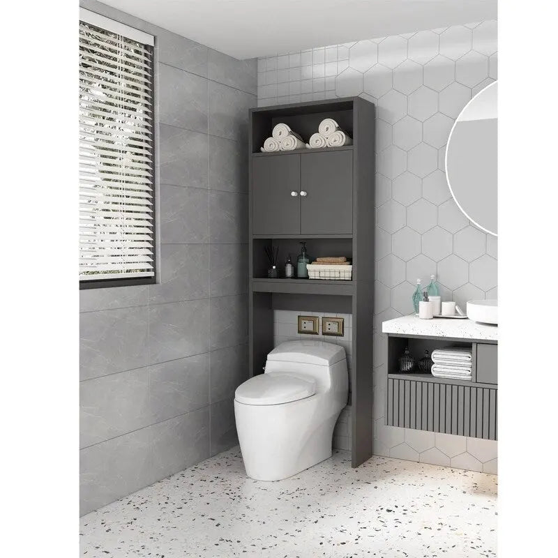 Étagère de salle de bain au-dessus des toilettes, meuble de rangement de salle de bain peu encombrant