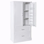 Meuble de rangement haut de salle de bain de 162 cm avec deux portes et tiroirs
