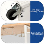 Îlot de cuisine roulant avec étagère de rangement et prise de courant
