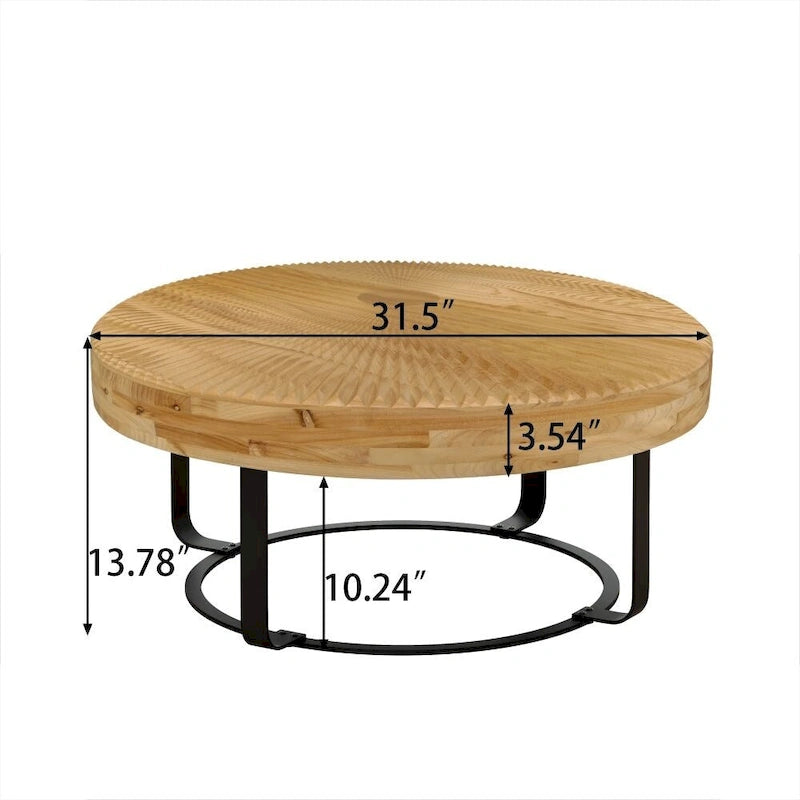 Table basse moderne ronde en bois sculpté