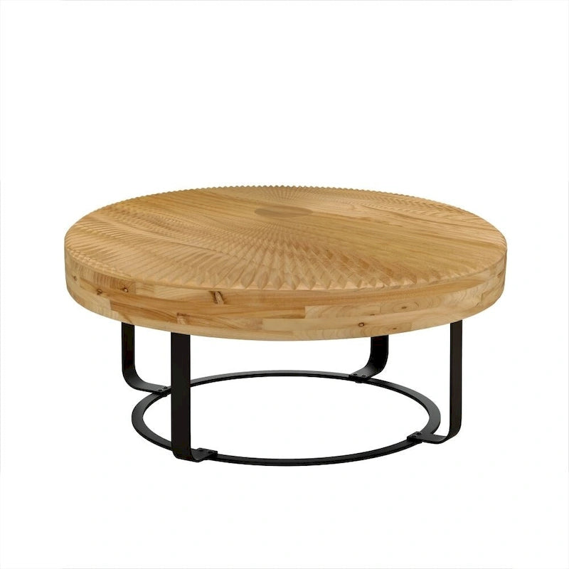 Table basse moderne ronde en bois sculpté