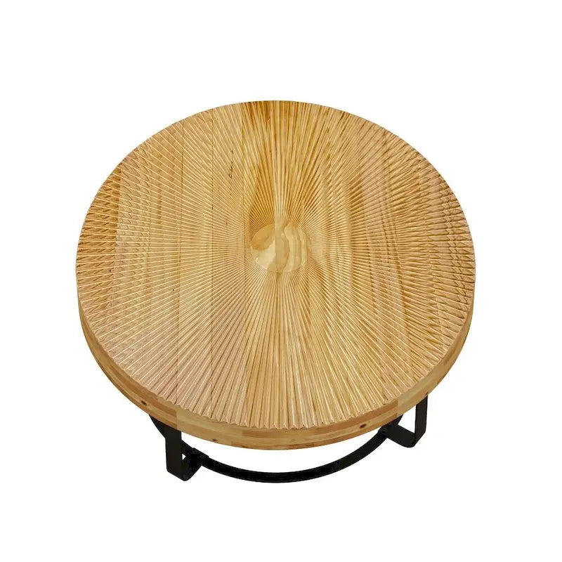 Table basse moderne ronde en bois sculpté