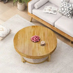 Table basse moderne ronde en bois sculpté