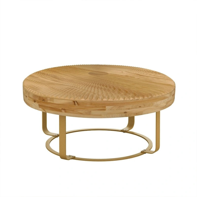 Table basse moderne ronde en bois sculpté
