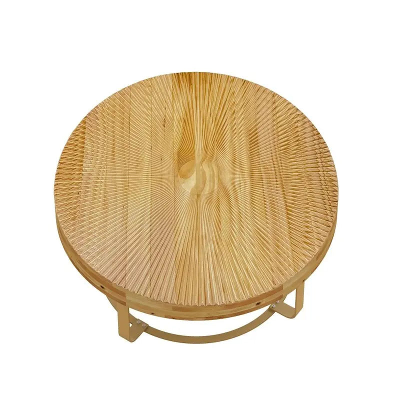 Table basse moderne ronde en bois sculpté