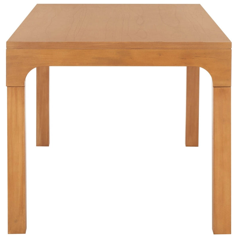 Table à manger rectangulaire de 60 pouces | Bois d'acajou | 8 places | Piètement incurvé moderne