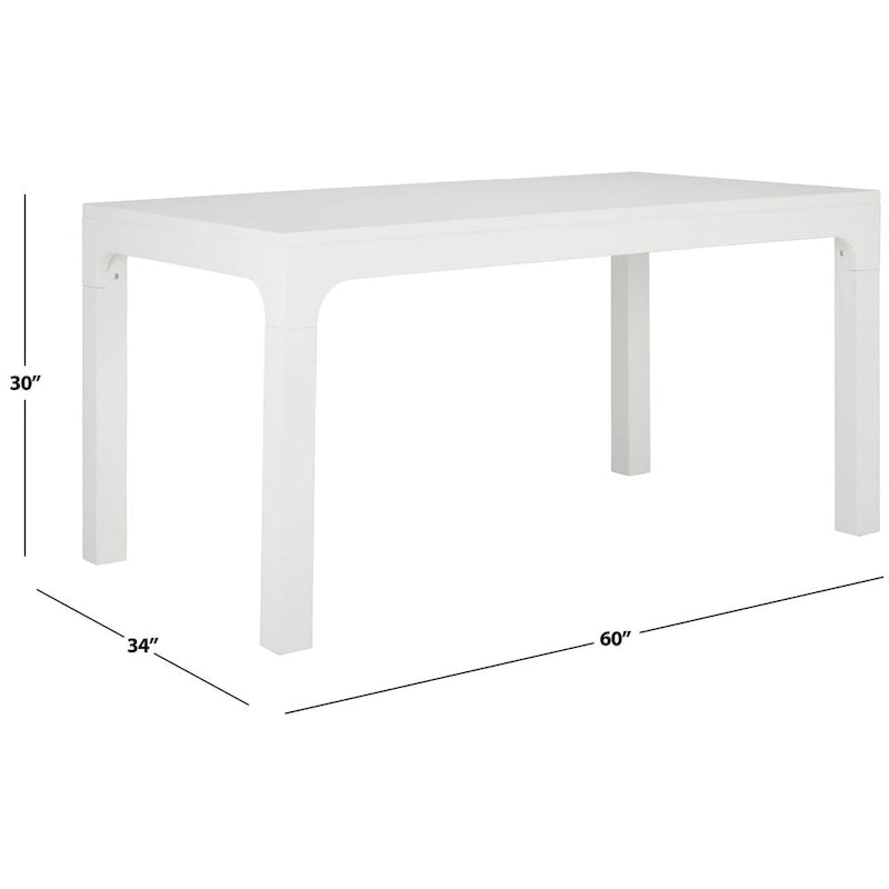 Table à manger rectangulaire de 60 pouces | Bois d'acajou | 8 places | Piètement incurvé moderne