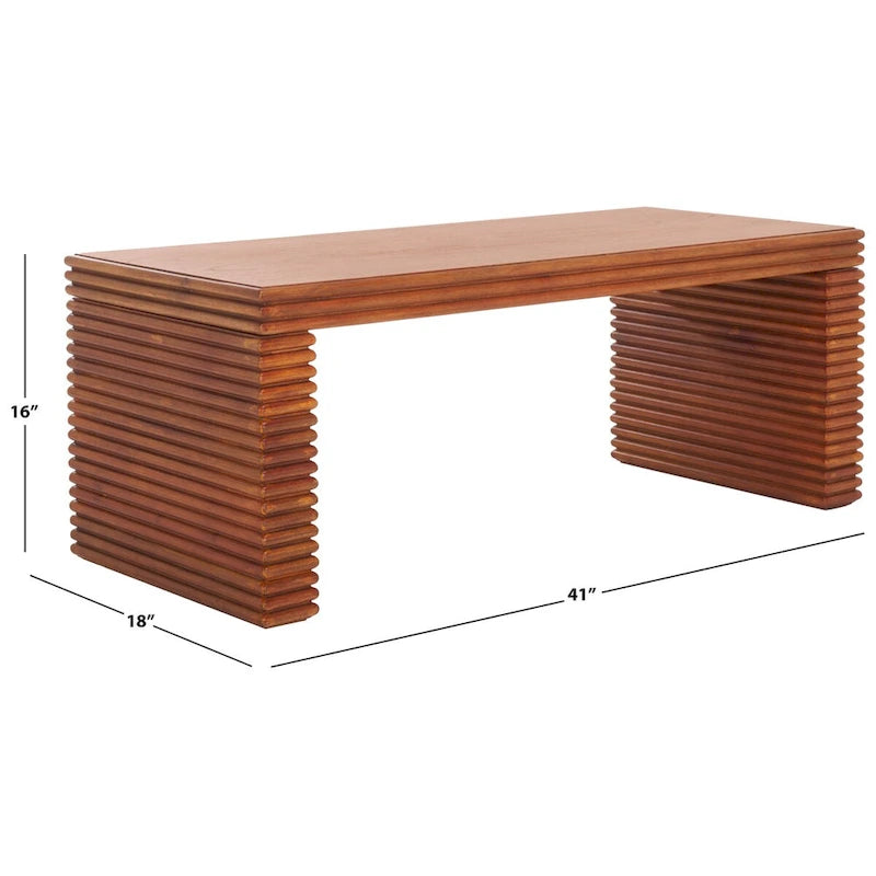 Table basse Virginie | Piètement en bois naturel et pieds dorés | 41x18x16 | Chic moderne