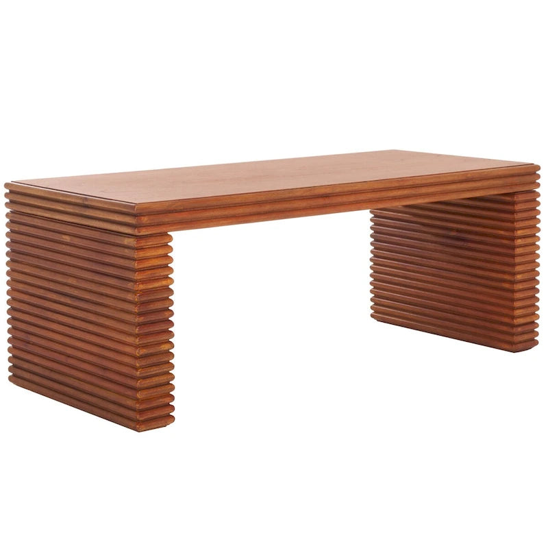 Table basse Virginie | Piètement en bois naturel et pieds dorés | 41x18x16 | Chic moderne